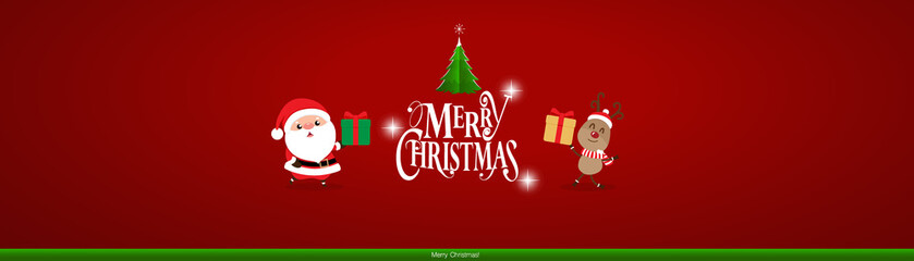 Christmas Greeting Card. Christmas Background with Merry Christmas lettering, vector illustration.