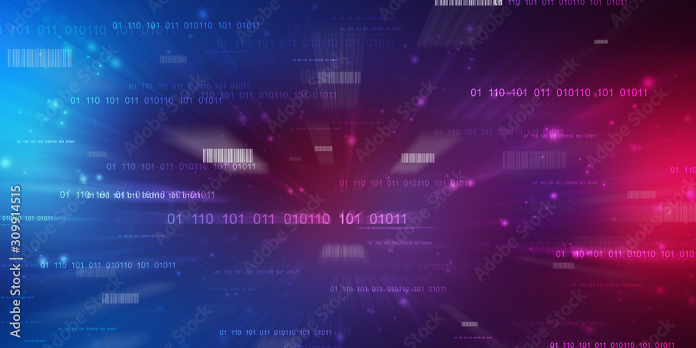 Poster 2d illustration abstract digital binary data on computer screen