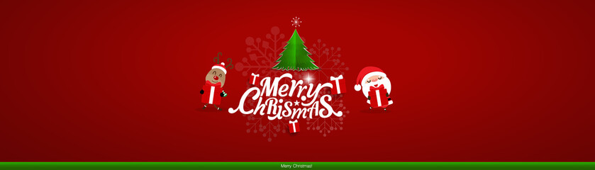 Christmas Greeting Card. Christmas Background with Merry Christmas lettering, vector illustration.