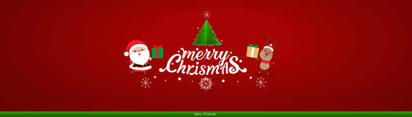 Christmas Greeting Card. Christmas Background with Merry Christmas lettering, vector illustration.