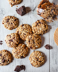 Chocolate and puffed rice cookies