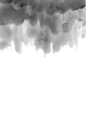 Grey watercolor splash texture background isolated.