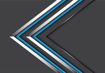 Abstract twin blue silver line direction on grey design modern luxury futuristic background vector illustration.