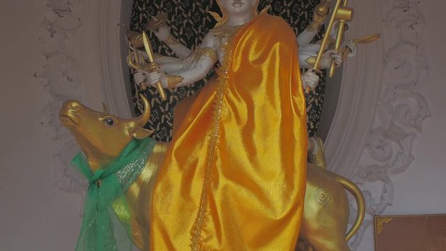 Vdo. view of Phra Narai/Vishnu Statue sitting on a cow, Wat Phra Pathom Chedi, Nakhon Pathom, Thailand.