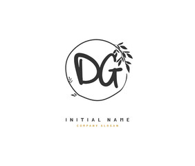 D G DG Beauty vector initial logo, handwriting logo of initial signature, wedding, fashion, jewerly, boutique, floral and botanical with creative template for any company or business.