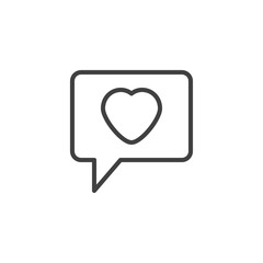 Heart Speech bubble line icon. Valentines day communication linear style sign for mobile concept and web design. Love chat message outline vector icon. Symbol, logo illustration. Vector graphics