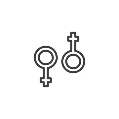 Lesbian sexual orientation line icon. linear style sign for mobile concept and web design. Female gender symbols outline vector icon. Symbol, logo illustration. Vector graphics