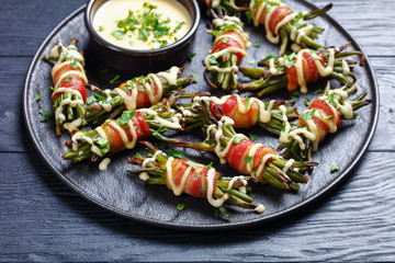 Bacon wrapped Green Bean Bundles, top view