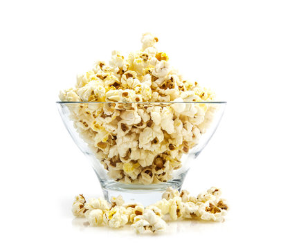 Bowl Of Popcorn On White Background