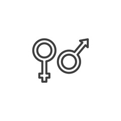 Hetero sexual orientation line icon. linear style sign for mobile concept and web design. Male and female gender symbols outline vector icon. Symbol, logo illustration. Vector graphics