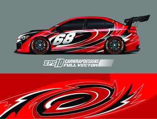 Car wrap design vector. Graphic abstract stripe racing background kit for wrap vehicle, race car, rally, adventure and livery. Full vector eps 10