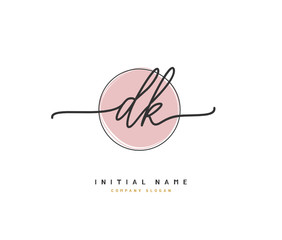 D K DK Beauty vector initial logo, handwriting logo of initial signature, wedding, fashion, jewerly, boutique, floral and botanical with creative template for any company or business.