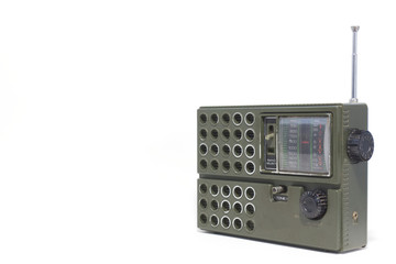 Fototapeta premium Old vintage transistor radio isolated on white background.