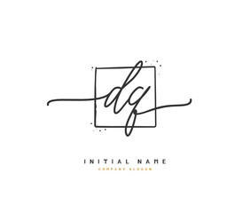 D Q DQ Beauty vector initial logo, handwriting logo of initial signature, wedding, fashion, jewerly, boutique, floral and botanical with creative template for any company or business.