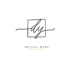 D Y DY Beauty vector initial logo, handwriting logo of initial signature, wedding, fashion, jewerly, boutique, floral and botanical with creative template for any company or business.