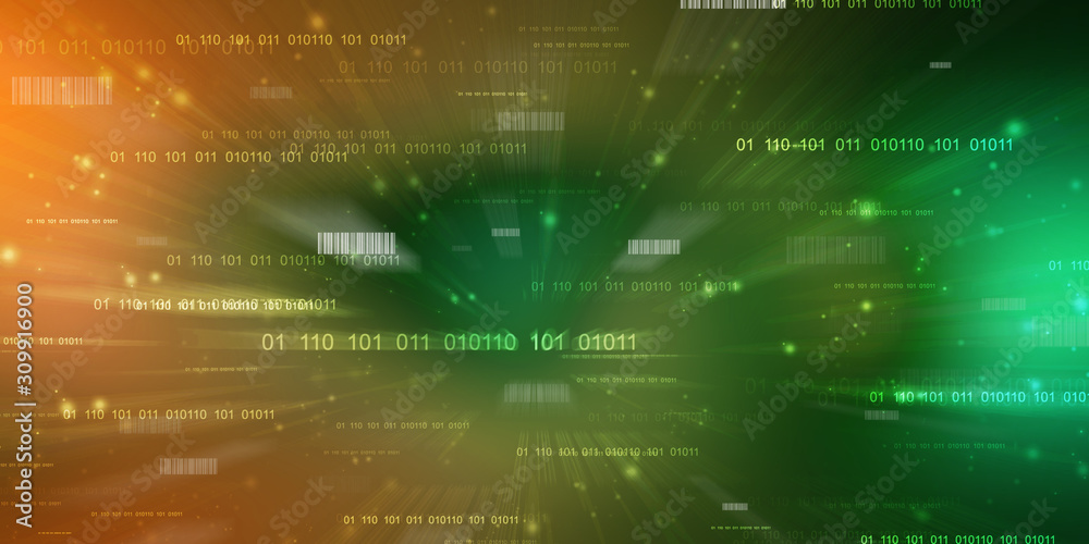 Poster 2d illustration abstract digital binary data on computer screen