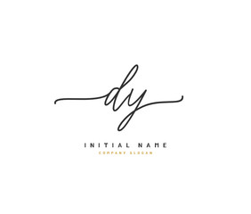 D Y DY Beauty vector initial logo, handwriting logo of initial signature, wedding, fashion, jewerly, boutique, floral and botanical with creative template for any company or business.