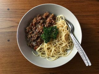 spaghetti with mince beef sauce