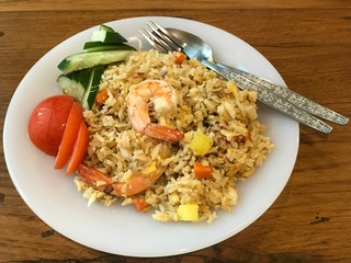 Traditional Thai Food on A Teak Table