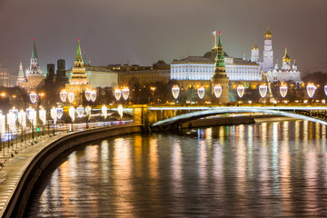 Fototapeta premium View of the night Moscow. View of the night Kremlin.