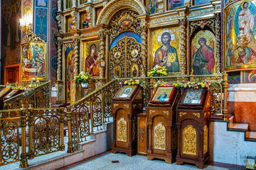 Fototapeta na wymiar Interior of Holy Transfiguration Cathedral in Vinnytsia, Ukraine