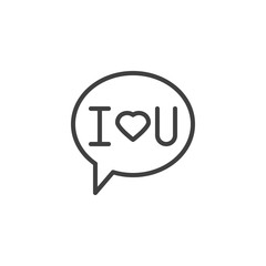 Speech bubble with i love you line icon. linear style sign for mobile concept and web design. I love you message outline vector icon. Symbol, logo illustration. Vector graphics