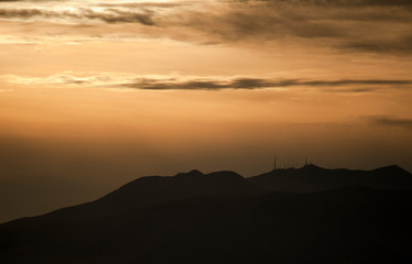 fantastic sunset with sky and mountains