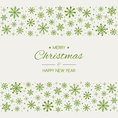 Concept of Xmas greeting card with hand drawn snowflakes and text. Christmas ornament. Vector