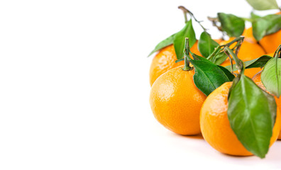 A lot of tangerines with green leaves