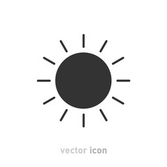 Gray sun icon on white background. Vector illustration.