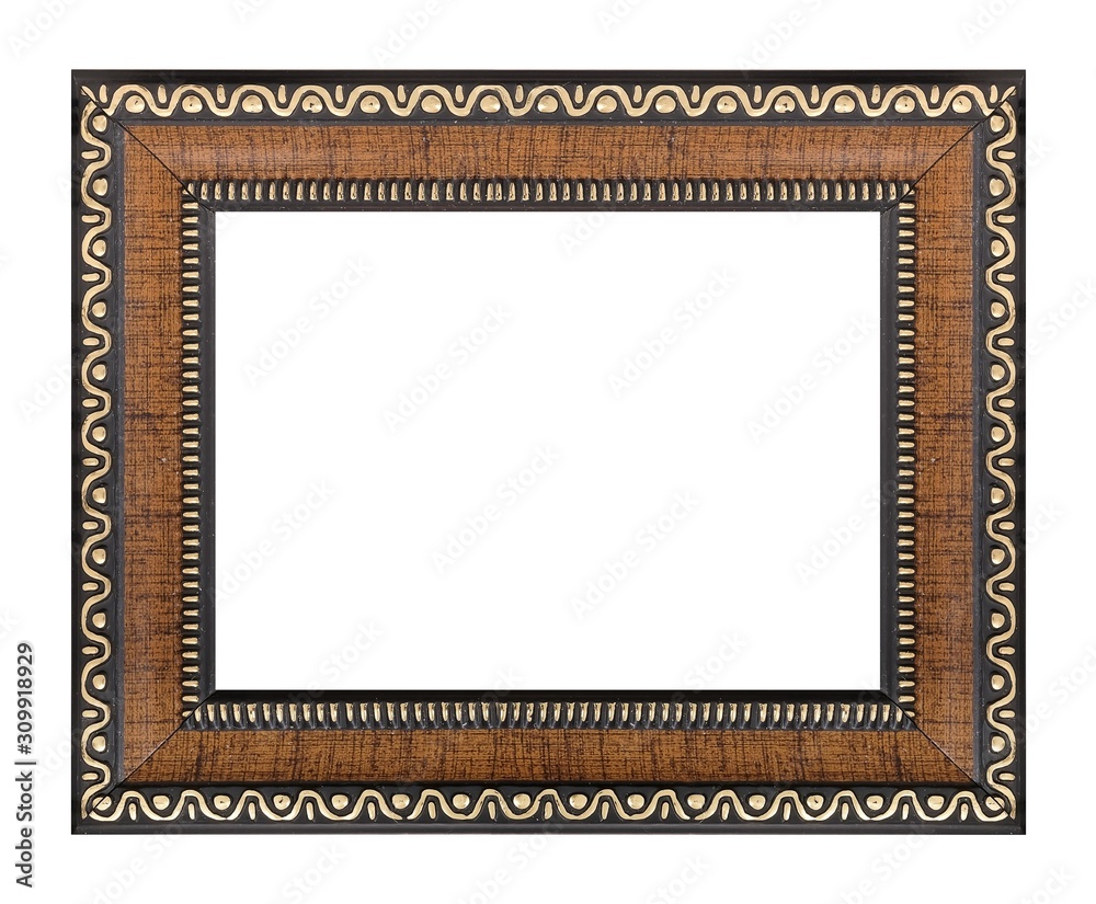 Wall mural wooden frame for paintings, mirrors or photo isolated on white background