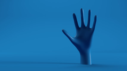 mannequin hand blue background