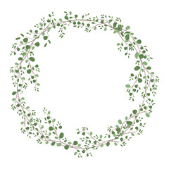 Fototapeta premium Vector illustration of green leaves decorated in a circle, beautiful watercolor style