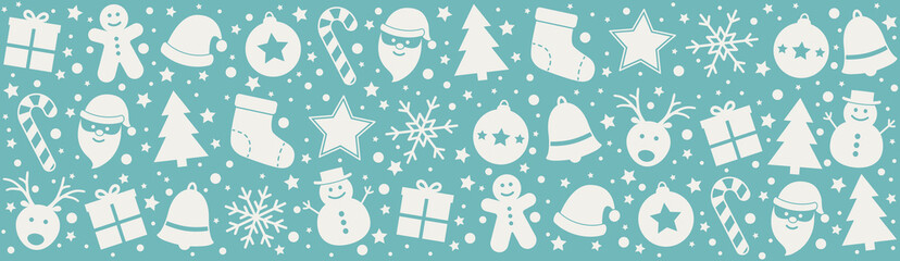 Fototapeta na wymiar Christmas banner with festive decorations. Vector