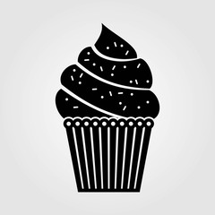 Cupcake icon isolated on white background. Vector illustration