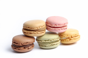a pile of macaroons isolated on white
