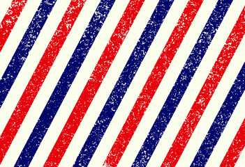 Vintage grunge Barber Shop seamless pattern texture. Vector illustration image. Diagonal white, red, blue stripe background. Classic american beard, hair, barbershop sign, icon, logo, symbol template.