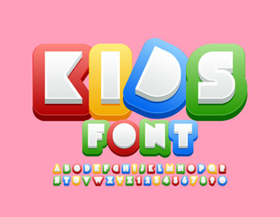 Vector colorful Alphabet letters and Numbers, Bright Kids Font
