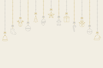 Fototapeta na wymiar Christmas card with hanging elements. Xmas ornament. Vector