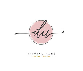 D U DU Beauty vector initial logo, handwriting logo of initial signature, wedding, fashion, jewerly, boutique, floral and botanical with creative template for any company or business.