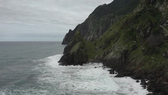 Drone shot of tropical coastline. 