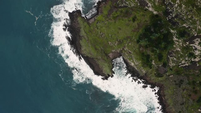Aerial drone view high above the ocean. Top view footage. 