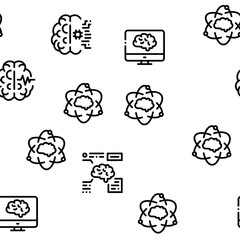 Neurology Medicine Seamless Pattern Vector Thin Line. Illustrations