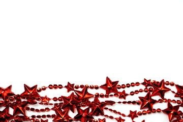 Holiday background Christmas garland red decoration on white background