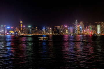 Fototapeta na wymiar Night Cityscape of Hong Kong Lightshow