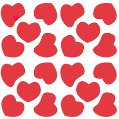 Pattern love, Valentine's Day, red heart forms on white background, isolated vector illustration