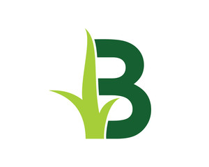 Letter B with Grass Logo Vector 001