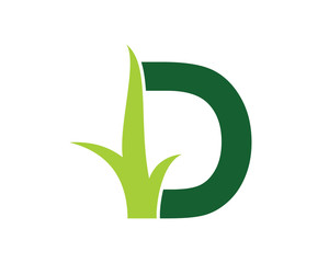 Letter D with Grass Logo Vector 001