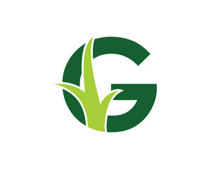 Letter G with Grass Logo Vector 001