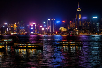 Passenger Boats with Hong Kong Light Show